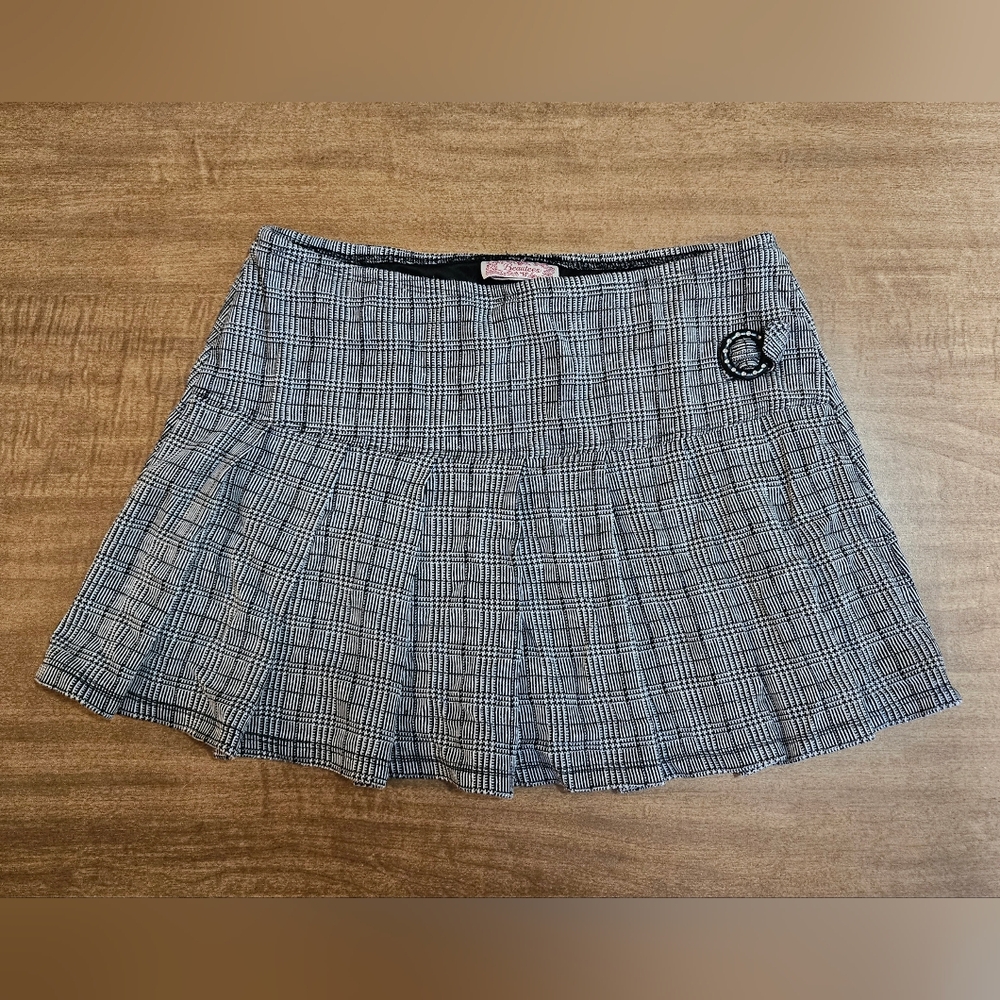 Children's Large Beautees Black & White Plaid Pleated Skort